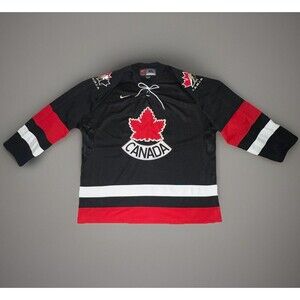 Nike Team Canada Vintage Hockey Jersey Maple Leaf Black Red White Adult Size XL